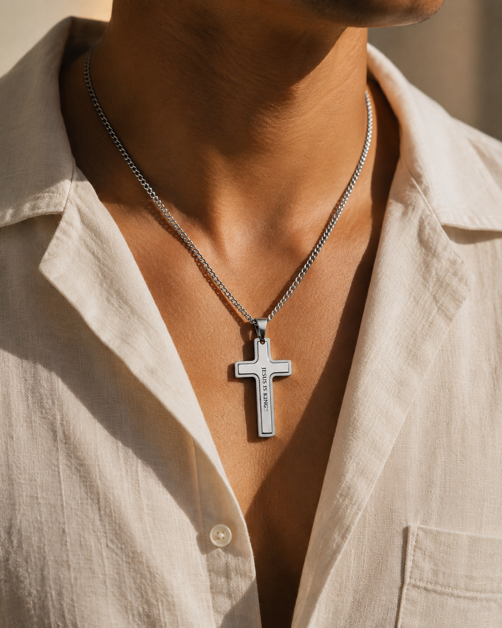 Engraved Cross Chain