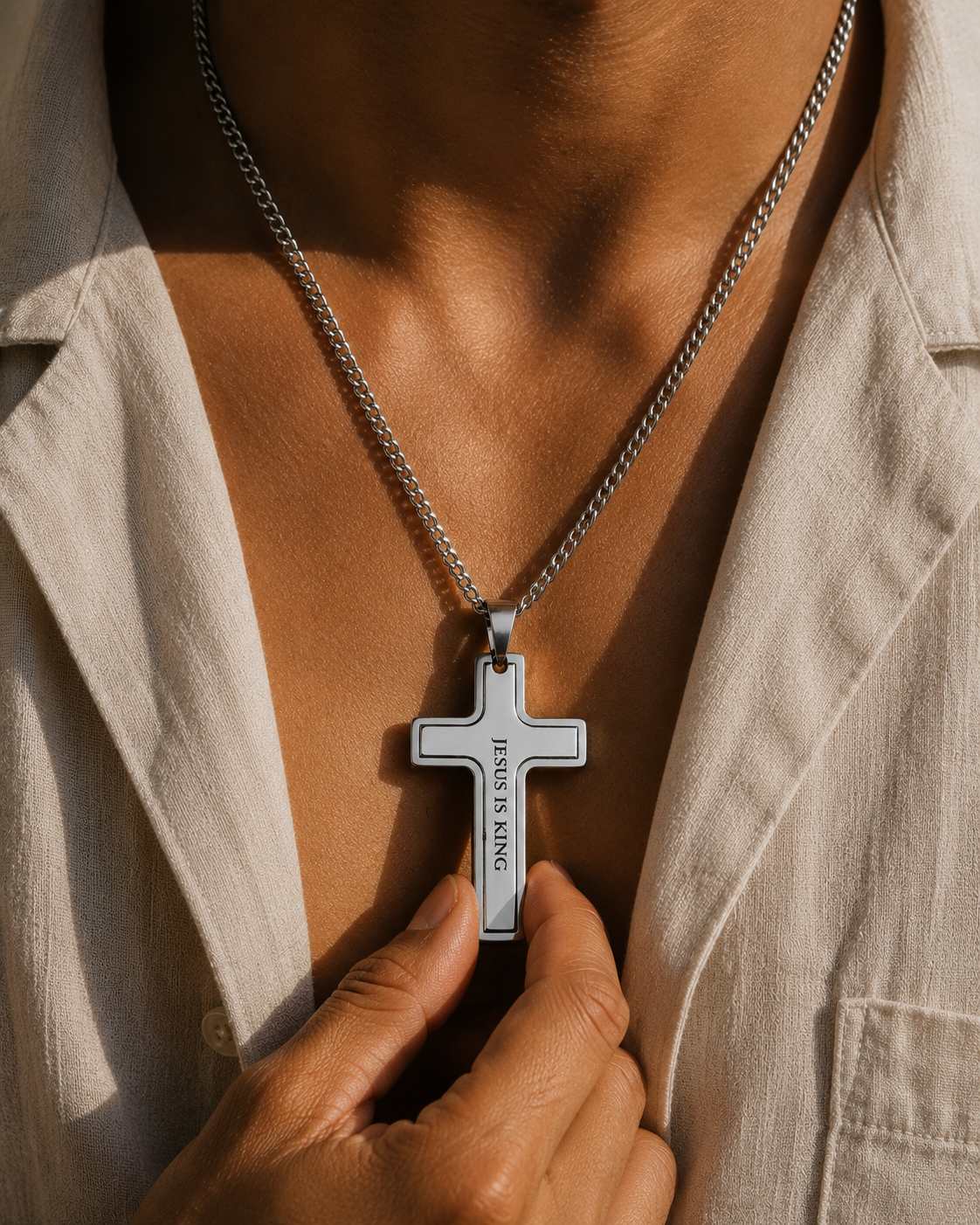 Engraved Cross Chain