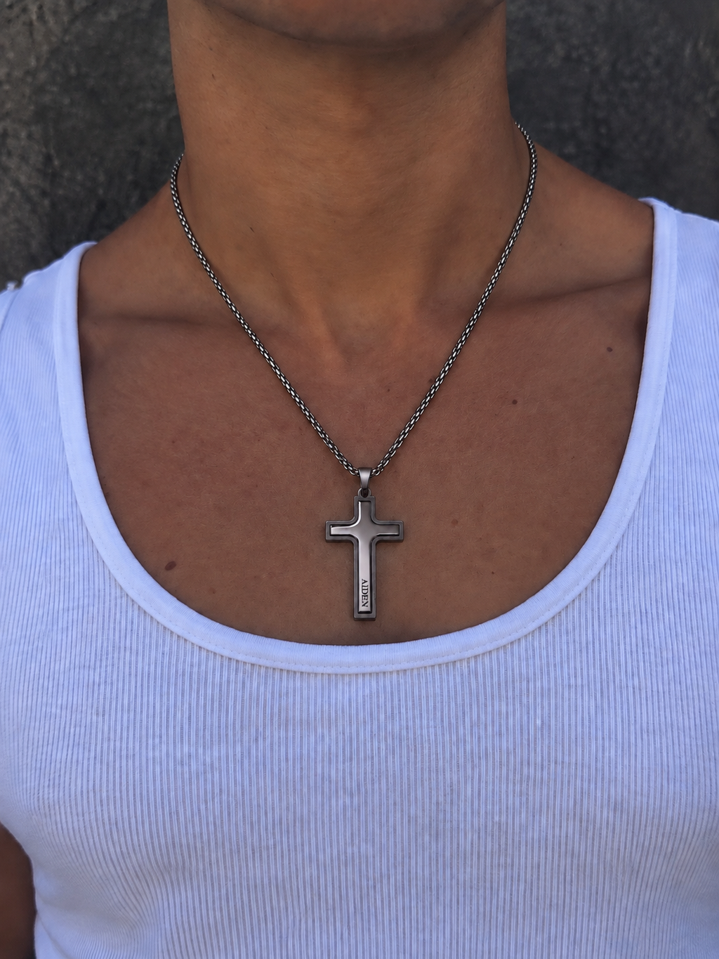 Engraved Cross Chain